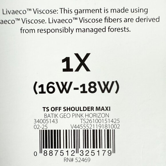 Terra & Sky Women's Off Shoulder Batik Geometric Print Maxi Dress Size 1X NWT - Picture 9 of 12